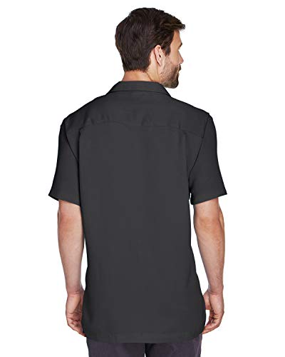 Harriton Men's Bahama Cord Camp Shirt Small Black