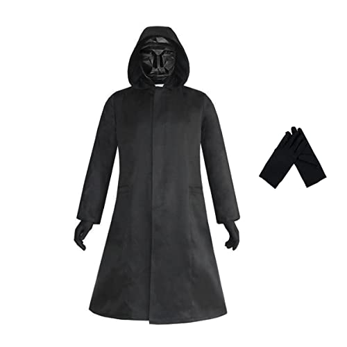 Unisex Anime Black Hooded Cloak Jacket Jumpsuit Halloween Outfit With Mask