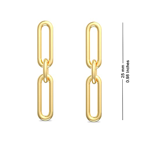 Lecalla Italian Paperclip Link Stud Earrings for Women Teen 25 mm