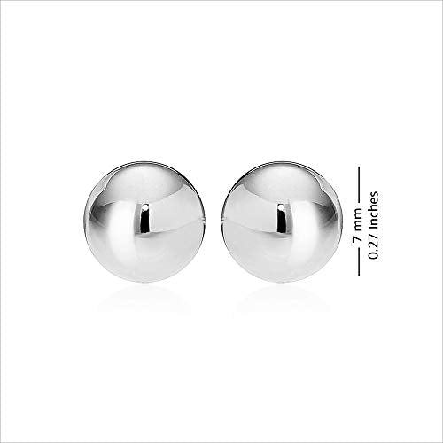 Charmsy 925 Sterling Silver Stud Earrings Classic Earring for Women 7mm