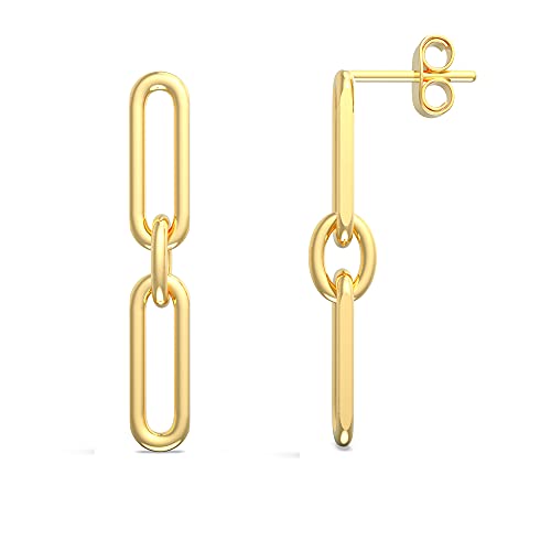 Lecalla Italian Paperclip Link Stud Earrings for Women Teen 25 mm