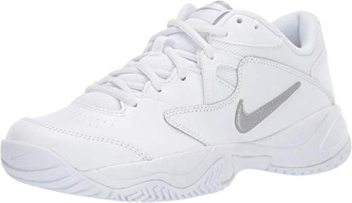 Nike Women's Court Lite 2 Tennis Shoe, White/Metallic Silver-White, 6.5 Regular US