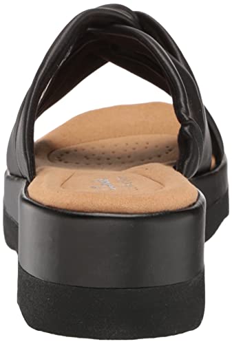 Clarks Women's Clara Charm Wedge Sandal Black Synthetic 8 Wide