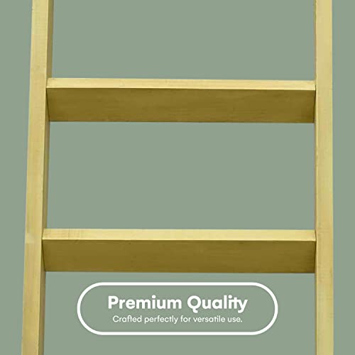 Hallops 5ft Blanket Ladder Premium Rustic Wood Shelf Farmhouse Decor Thick Beige