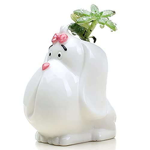 Generic Dog Succulent Planter White Animal Pot With Drainage