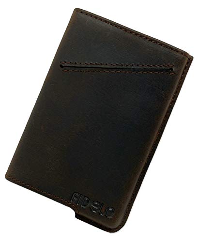 Fidelo Leather Case for Carbon Fiber Pop Up Wallet for Men Case Only Espresso