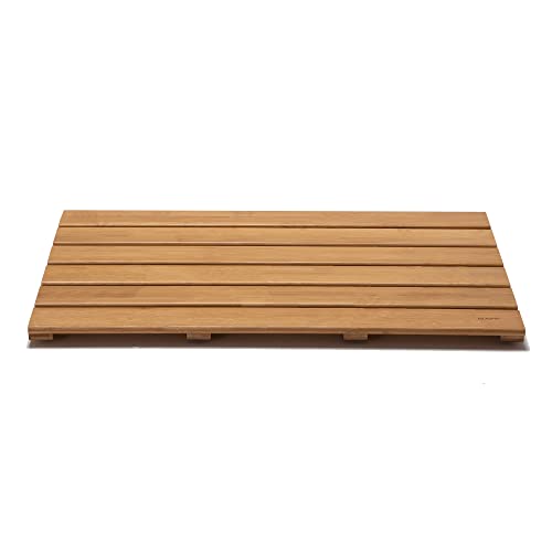 GOBAM Bamboo Bath Mat, Large, 26 x 15.8 x 1.3 inches - Non-Slip - Floor Mat for Bathroom, Spa, Sauna, Kitchen, Indoor & Outdoor Spaces, Shower Mat for Bathroom Decor - Natural
