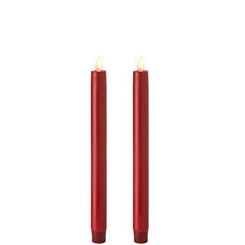 Raz Imports 10 Inch Moving Flame Red Taper Candle Set of 2 Flameless Lighting