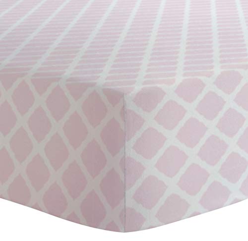 Kushies Soft Cotton Flannel Crib Sheet Made in Canada Pink Lattice