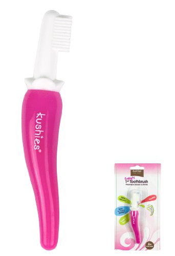Kushies Flexible Training Toothbrush for Infants Fuschia 1% Silicone Latex Free