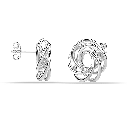 Lecalla 925 Sterling Silver Knot Earring Jewelry Knot Stud Earrings for Women 15mm