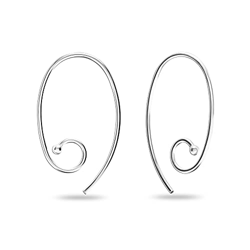 LeCalla Sterling Silver Jewelry Oval Spiral Hoop Earrings for Women