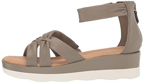 Clarks Clara Rae Wedge Sandal Olive Synthetic 5 Medium Pair of Shoes