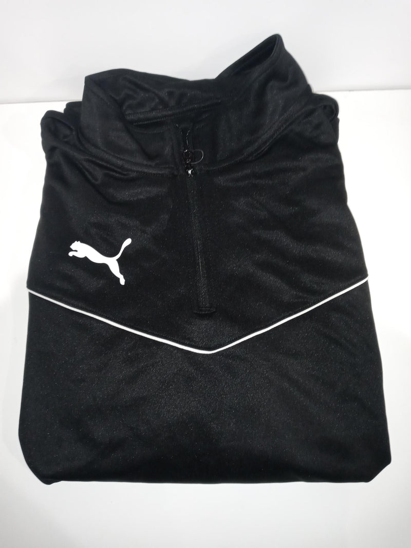 Puma Men Size Large Black/white Team Rise 1/4 Zip Top Jacket