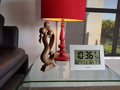 KADAMS Large Digital Wall Clock - Dual Alarm with Snooze Function Silver