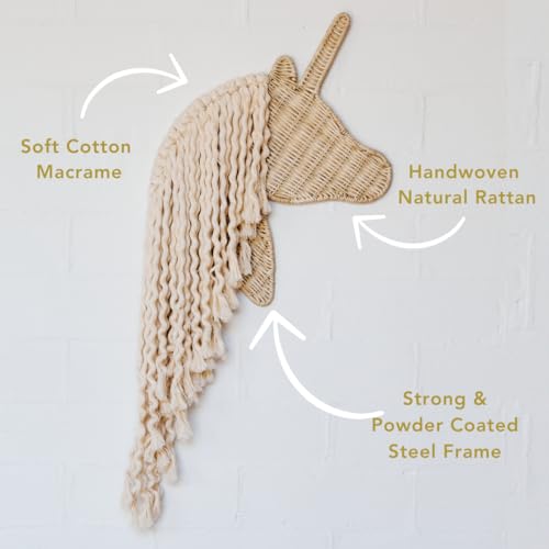 BEBE BASK Unicorn Bow Holder Handmade Rattan Macrame Bow Organizer Bow Holder