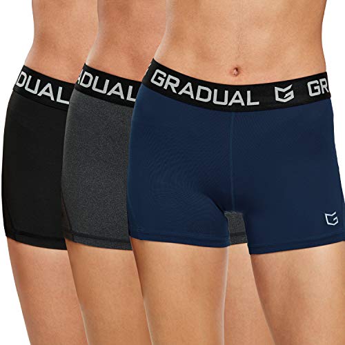 G Gradual Women Volleyball Shorts 3 Pack Black Navy Blue Charcoal XSmall