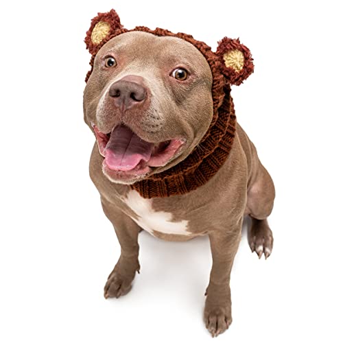 Zoo Snoods Fuzzy Bear Dog Costume Large Handmade Soft Yarn Ear Covers