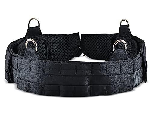 Warrion Tactical Battle Combat Belt - Military with Molle (Black, 32-34 Inch)