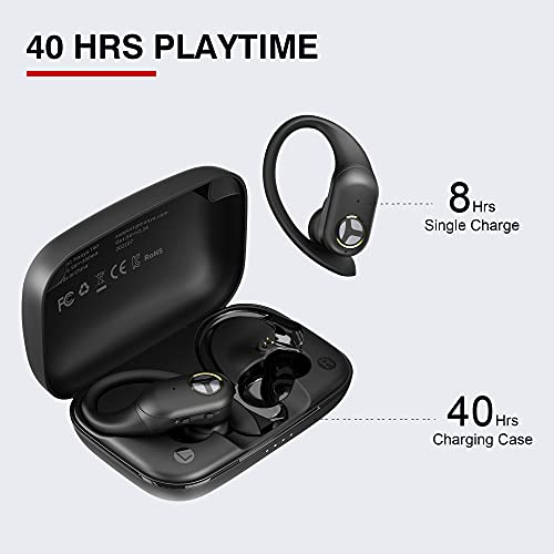 Tranya T40 Wireless Earbuds Ear Hooks Deep Bass 8h Playtime Ipx5 Bluetooth 5.1