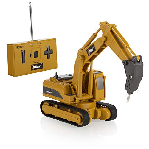 Top Race 4 Channel Mini Remote Control Drill Excavator 1:64 Scale, Mini Construction Toys Series Drill