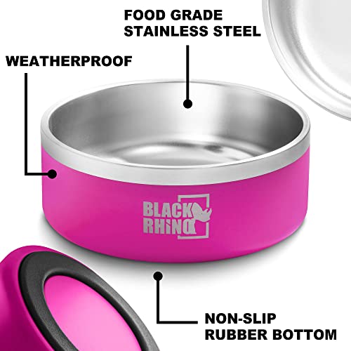 Black Rhino Dura Bowl 42 Oz Stainless Steel Dog Bowls Small Medium Large Pink