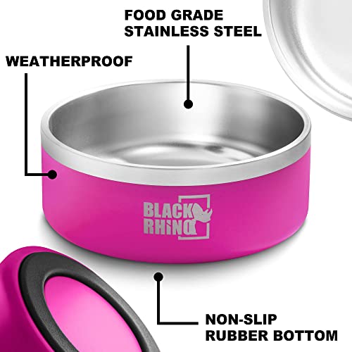 Black Rhino Dura Bowl 42 Oz Insulated Stainless Steel Dog Small to Large Pink