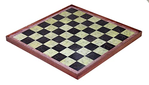 StonKraft Stone Chess Board with Wooden Base 12 x 12 Inches
