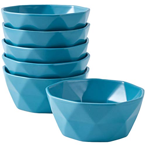 Bruntmor 13 Oz Geometric Ceramic Soup Bowl Set Turquoise