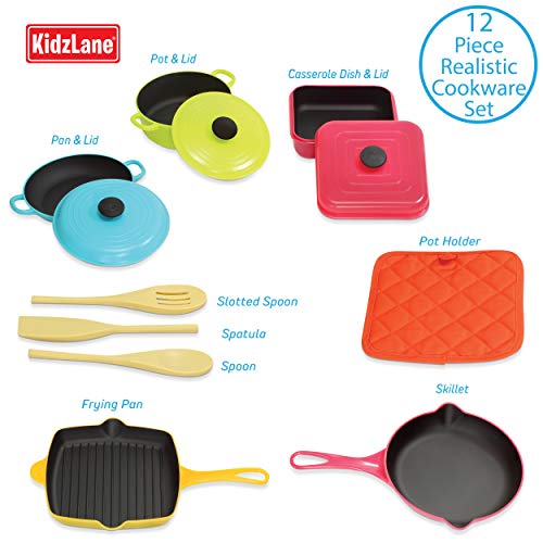Kidzlane Kids Play Pots and Pans for Toddlers Durable Mini Cooking Set Toy Multicolor
