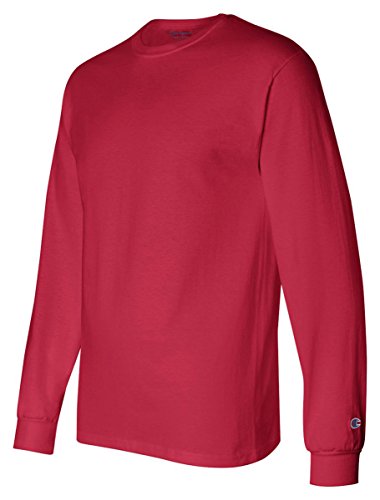 Champion Men's Long-Sleeve Tagless T-Shirt Small Red