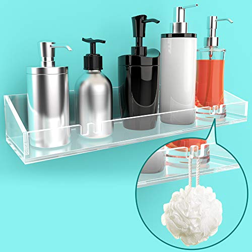 Vdomus Acrylic Bathroom Shelves Wall Mounted No Drilling Clear 2Pack for Storage