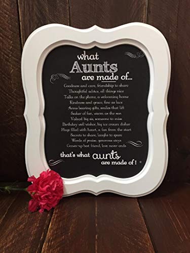 THE GRANDPARENT GIFT WHAT AUNTS ARE MADE OF SENTIMENTAL POEM FRAME FOR AUNT - AUNTIE - AUNT GIFT FROM NIECE OR NEPHEW WHITE SCALLOPED FRAME 8X10