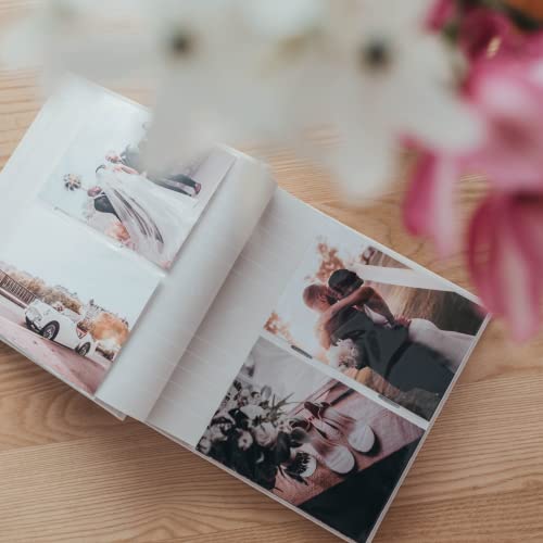 Luxury Linen Photo Album with Acid Free Pockets, Traditional Book Bound with Hard Cover, 200 Pockets for 4x6 photos, Photo Book for Wedding, Family Pictures, Anniversary, Baby Shower or Gift (Oat)