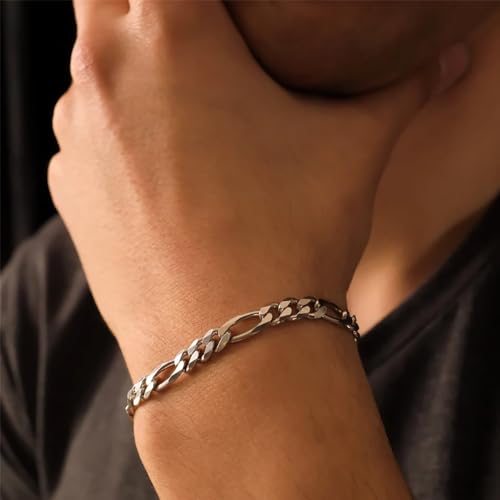 LeCalla 925 Silver Figaro Chain Bracelet