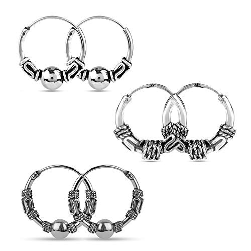 Set of 3 Pair 925 Sterling Silver Antique Earring