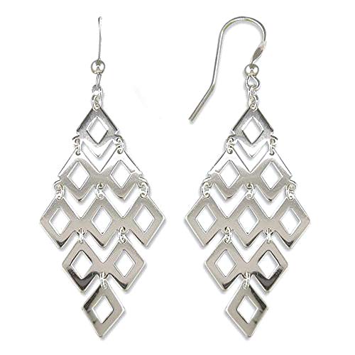 LeCalla Sterling Silver Jewelry Diamond shape Drop Earrings for Women