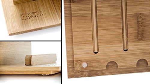 Prosumer's Choice Charging Station Rack 7.5" D x 12.5" W x 7.5" Valet Dock Organizer Natural Bamboo