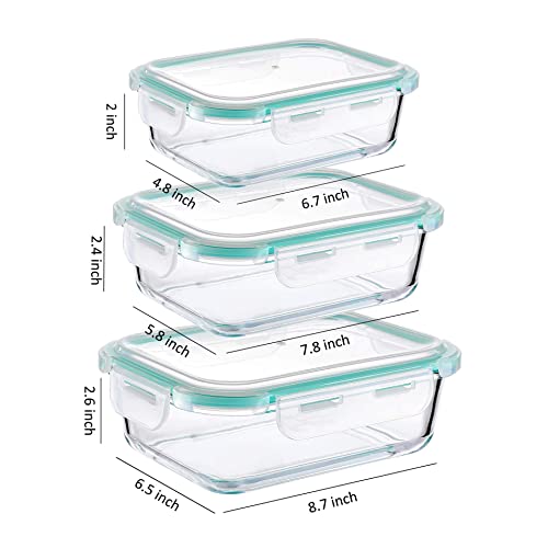 MealPrep [3-Pack] Glass Containers Glass - Glass Food Storage