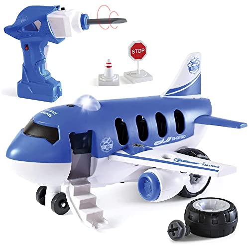 Top Race Airplane Toy Electric Drill Remote Control Conversion Boys 37 White