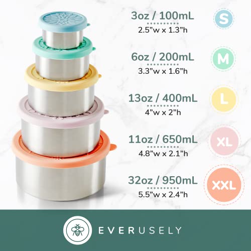 Everusely Stainless Steel Containers With Lids Metal Food Containers With Lids