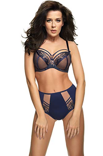 Gorsenia K496 Women's Paradise Navy Blue Underwired Full Cup Bra 40D