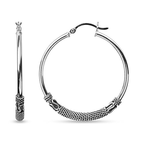 Lecalla Medium Large 925 Sterling Silver Jewelry Earrings for Women 38mm