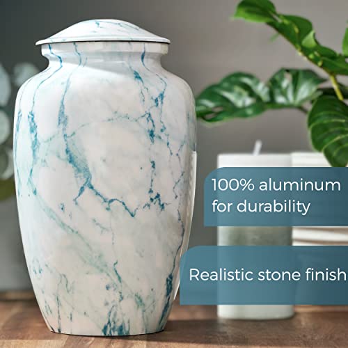 RESTAALL Carina Stone Finish Aluminum Ashes urn. Cremation urns for Ashes Adult Male. Cremation urns for Human Ashes Adult Female