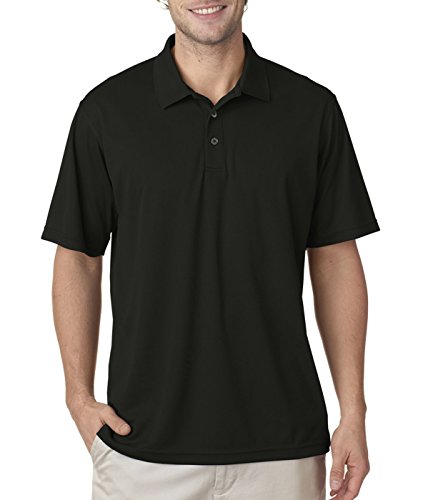 UltraClub Men's Cool & Dry Mesh Pique Polo Shirt, Black X-Large