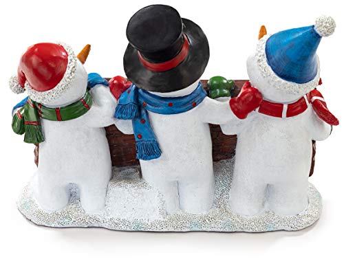 VP Home Christmas Snowman Decor Christmas Figurines Resin Snowman Lighted Decorations Indoor Glowing Merry Christmas Wood Trio LED Holiday Light Up Snowman Indoor Festive Fiber Optic Decorations