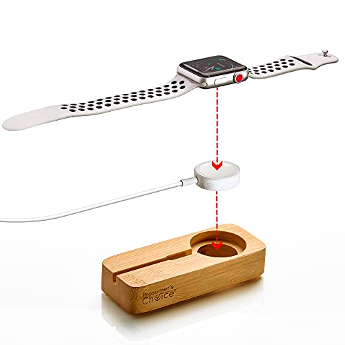 Prosumer's Choice Bamboo Charging Stand Dock Holder for Apple Watch Adapters