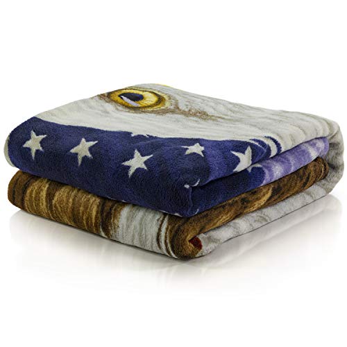 Dawhud Direct Independence Day Fleece Blanket for Bed, 50" x 60" Eagle Fleece Throw Blanket for Men, Women and Kids - Super Soft Plush Eagle Blanket Throw Print Blanket for Eagle Lovers