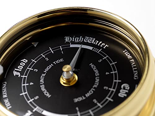 Tabic Prestige Tide Clock in Brass with a Jet Black Dial Heavy Brass Case