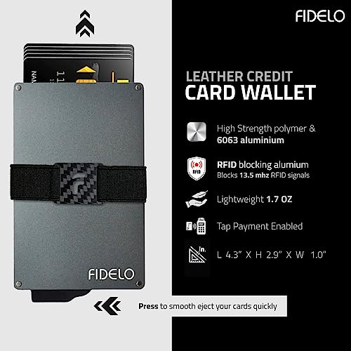 Fidelo Leather Case for Mens Slim Wallet Crazy Horse Leather Black Minimalist